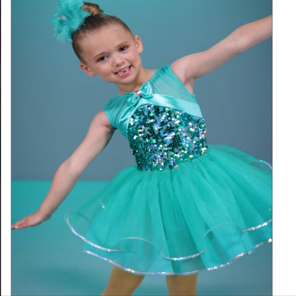 Weissman Girls Blue/Green Sequin Ballet Dance Costume - Picture 15 of 15